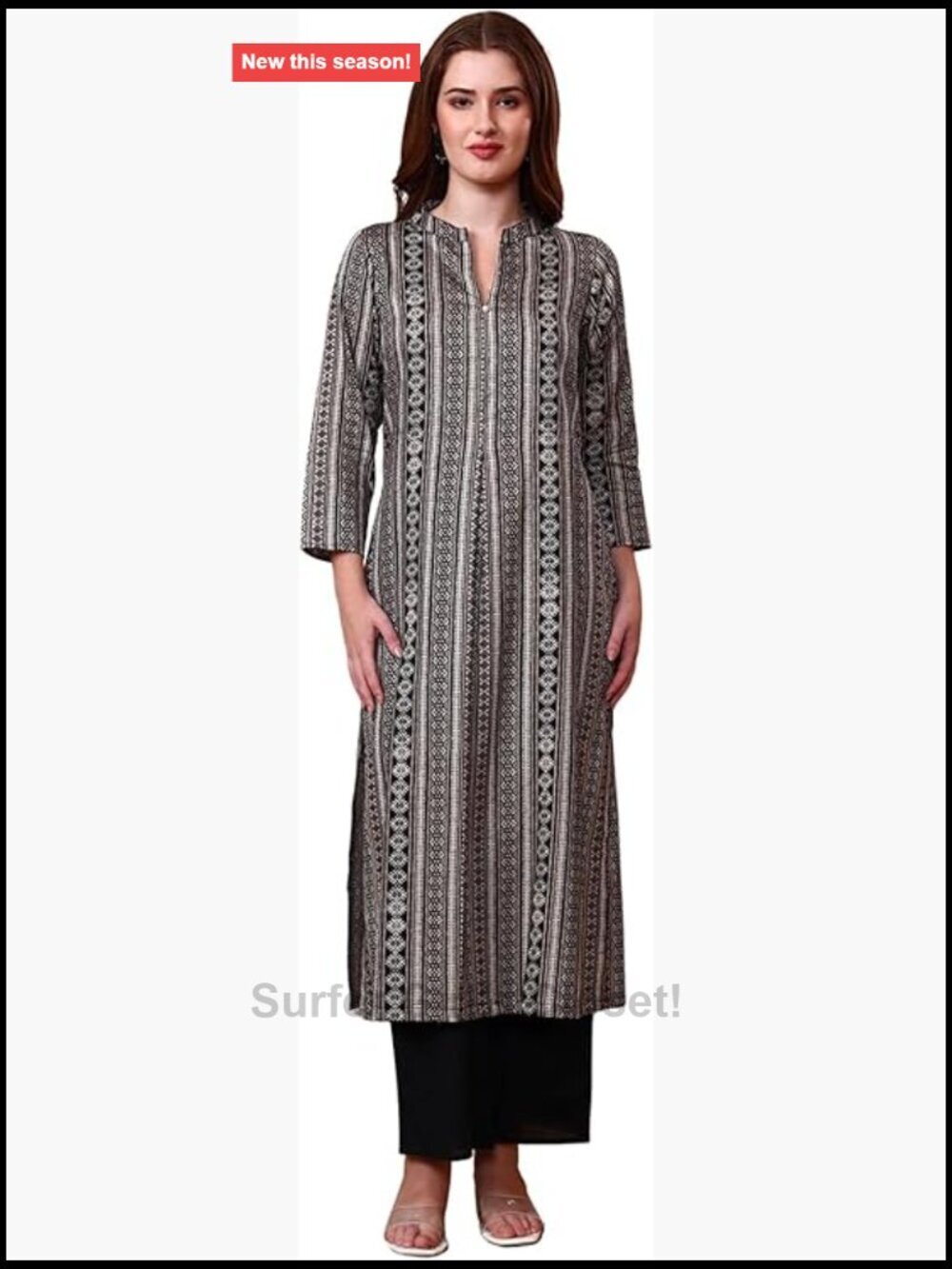 Cotton Satin Printed Kurta with Trouser Pant Set